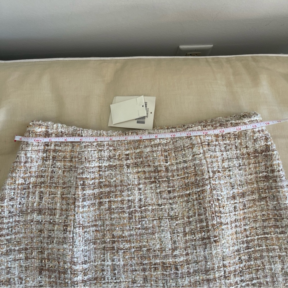 NWT Boston proper blush and Cream gold sequins Mini Pencil Skirt sz 10 - Picture 6 of 10